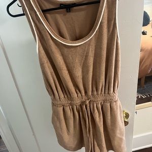 Tan Towel Beach Romper, Tie Waist, Size S Women’s